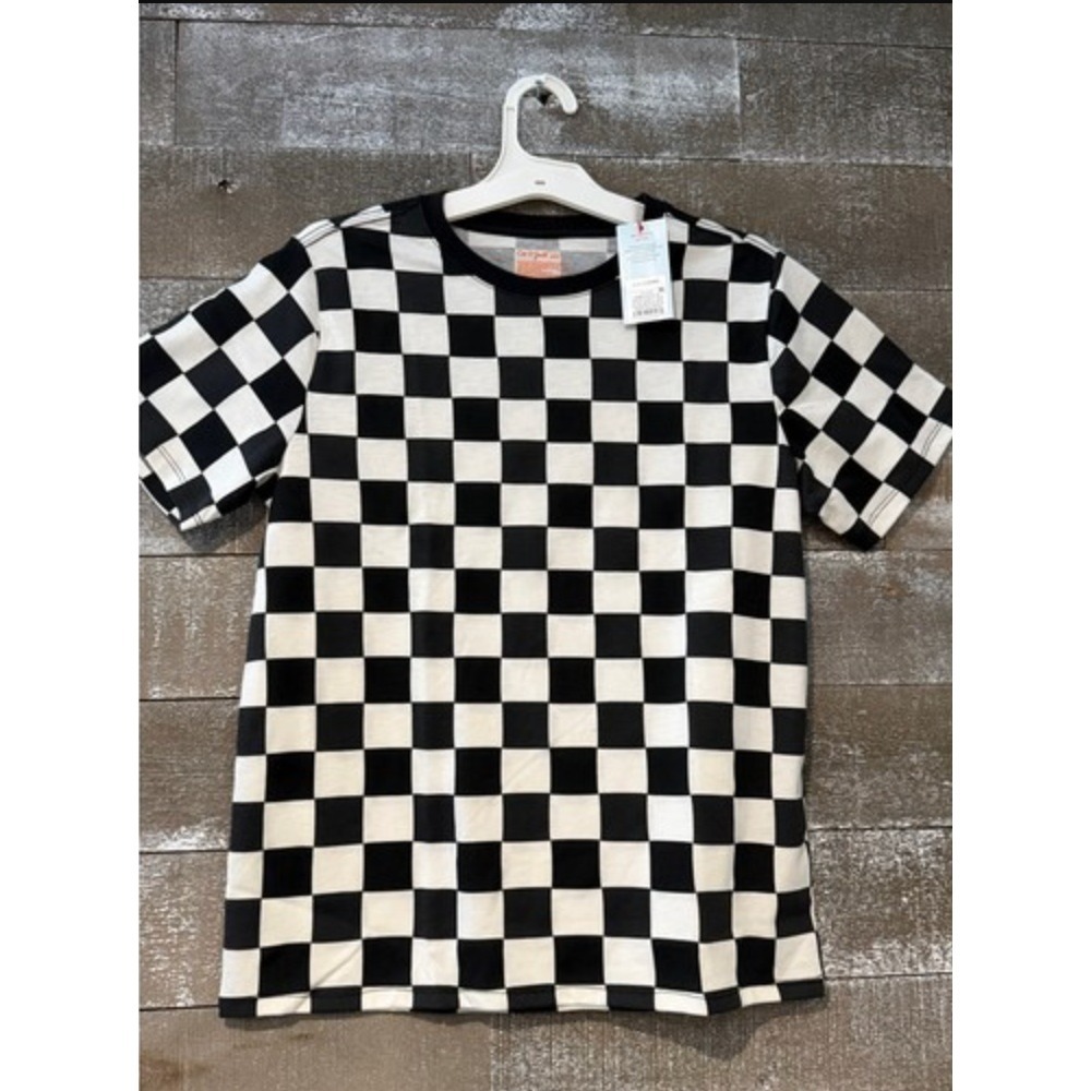 Cat & Jack Black & Cream Checkered Tee – Size L (10/12) Husky, New!